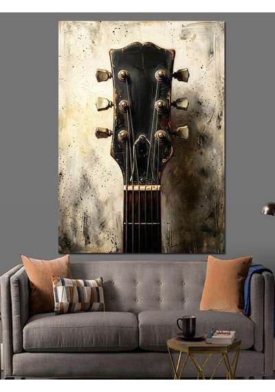 Eski Bir Gitarın Yakın Planı Dekoratif Kanvas - Mdf Ahşap Tablo