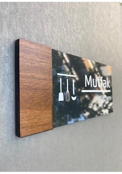 Wooden Serisi Mutfak Kapı Isimliği
