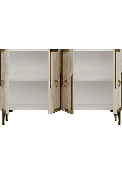 Ka1233btg Seza Konsol Ve Tv Sehpası Beyaz-traverten-gold 120cm