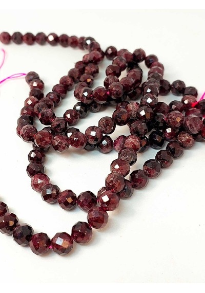 Lal Granat Garnet Taşı Faset Kesim Kolye 8mm Sabit Klipsli