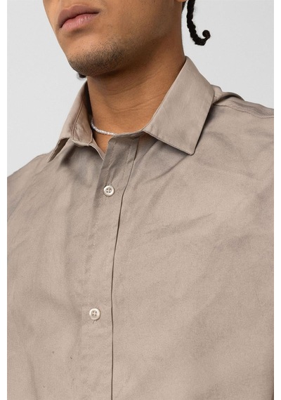 Vamos Oversize Yıkamalı Poplin Gömlek Taş