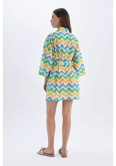 DeFacto Desenli Pamuklu Kimono-Fall in Love D0453AX24SMOG313 Turuncu