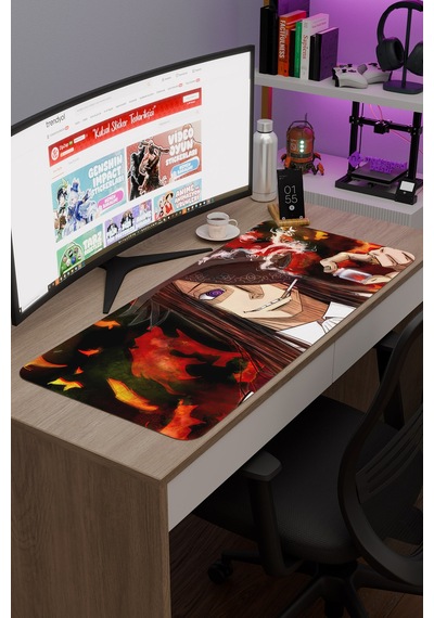 Fire Force Anime V3 - 90x40 Xxl Gaming Kauçuk Kaymaz Taban Mouse Pad Fare Altlığı