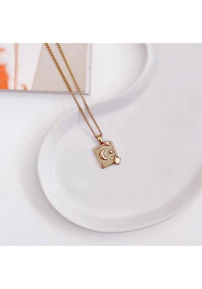 Star And Crescent Çelik Kolye Gold Gümüş
