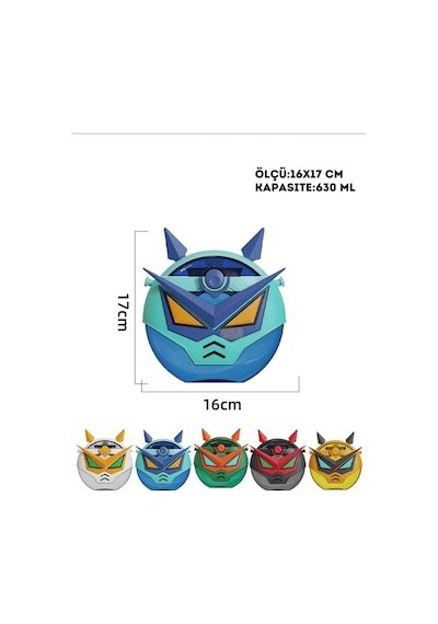 Cocosmile 630ml Silikon Robot Tema Kılıflı Pipetli Askılı Tritan Çocuk Matarası Beyaz Diğer