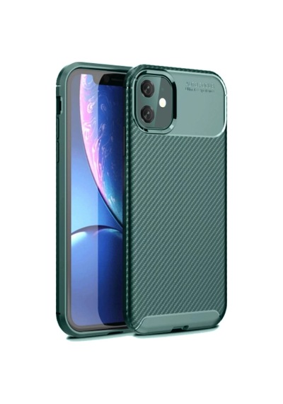 Apple iPhone Uyumlu  11 Uyumlu Kılıf Auto Focus Karbon Kapak - Koyu Yeşil