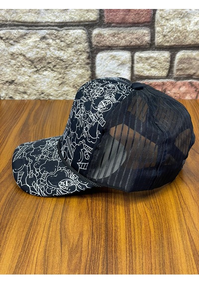 Hamze Trucker Model Baskılı Hafif Yazlık Beyzbol Cap Şapka Siyah - Açık Gri