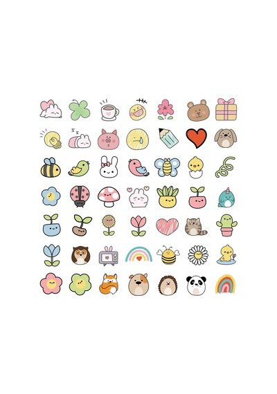 25'li Su Geçirmez Opak Sticker Seri : 19 Çok Renkli