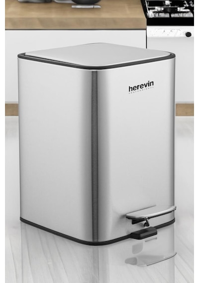 Herevin 5 Lt Paslanmaz Çelik Çöp Kovası Gri