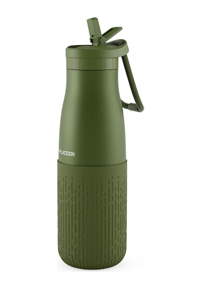 Puccon Pipetli 500 Ml Haki Paslanmaz Çelik Matara/suluk - Silikon Gövde Yağmur - 50017