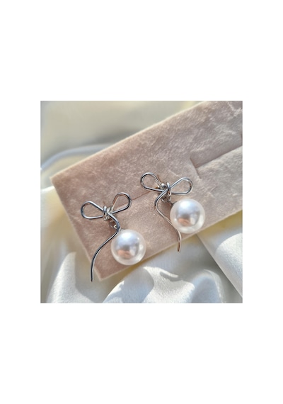 Pearl Ribbon Elegance Küpe Gümüş