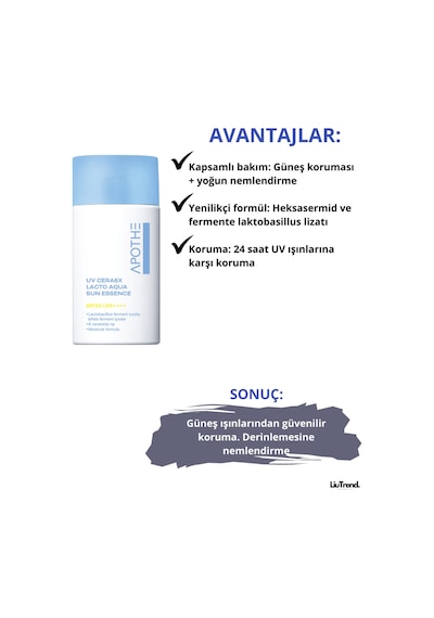 Apothe Uv Cera6x Lacto Aqua Sun Ess. Spf50+/pa+++ 50 Ml Nemlendirici Güneş Kremi Özü