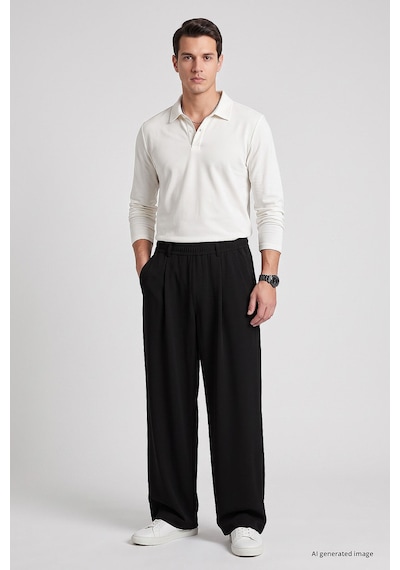 TOMMYLIFE Siyah Rahat Form Erkek Palazzo Pantolon - 82199