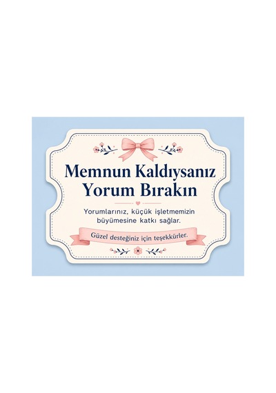 100 Adet Yorum Kartı Özel Kesim Zarif Tasarım Müşteri Değerlendirme Kartı - Tebrik Kartı
