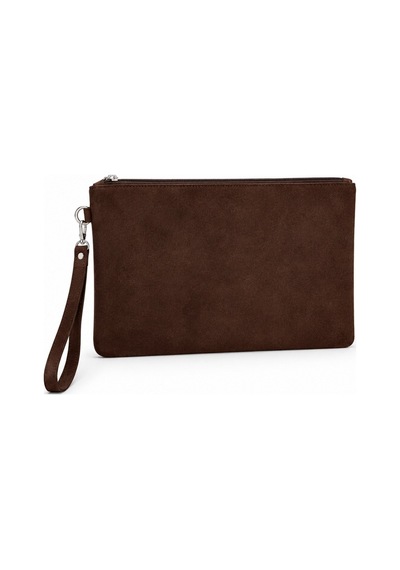 Adelina Bags Süet Portföy El Çantası Bilek Askılı Astarlı Acı Kahverengi Clutch Çanta Kahve