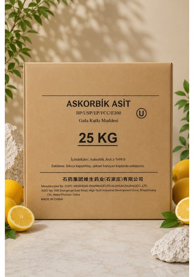 Askorbik Asit Kristal E300 C Vitamini Gıda Takviyesi 25 KG