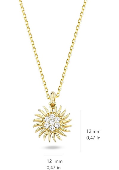 Goldkupe 14 Ayar Altın Taşlı Güneş Kolye-5503