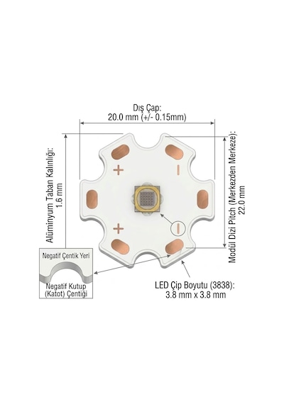 Uv Led Modül 3w 365-370nm Br-xt380v-z4e 365-370nm 700ma Uv