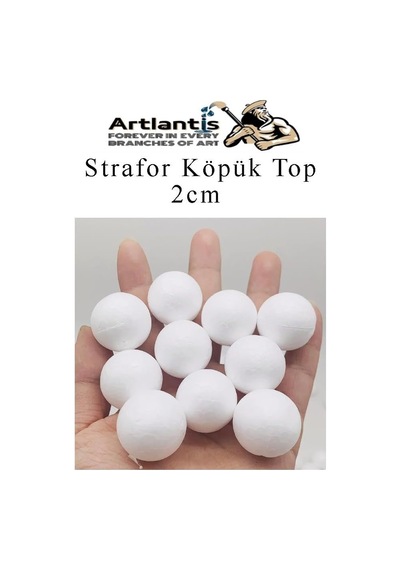 Artlantis Strafor Köpük Top 2 Cm 50 Adet Köpük Top Küre Toplar Yuvarlak Strafor Köpük Top Okul Deney Hobi Sanat Genel