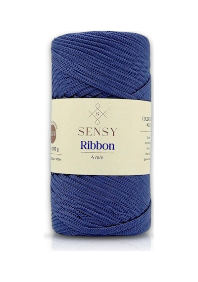 Premium Ribbon Polyester İp 200 Gr Polyester Ribbon Makrome İpi Kot Mavisi