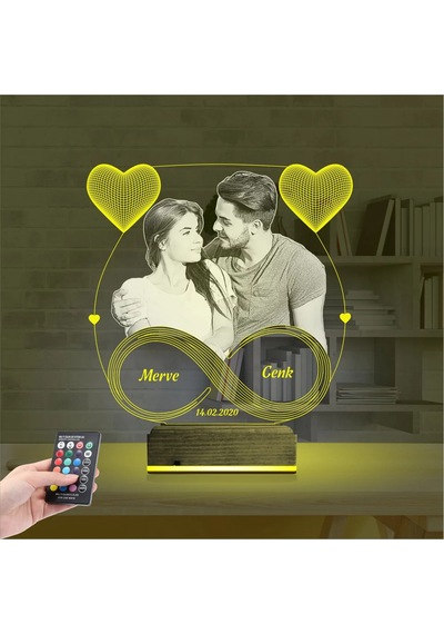 Luvivia Kalp Sevgiliye Hediye Fotoğraflı 3d Lamba - Masa Gece Lambası V14