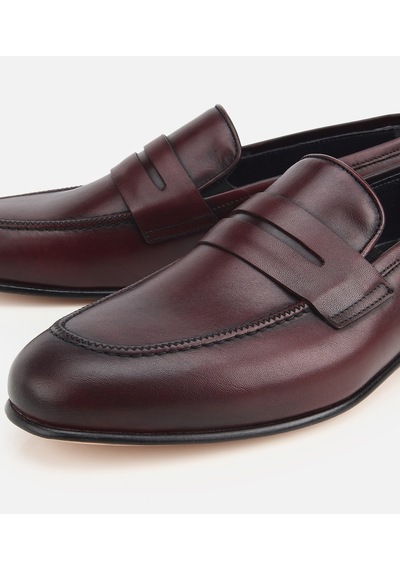 Hotiç Erkek Deri Bordo Klasik Loafer