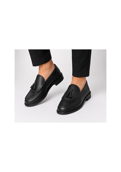 Yalçın Erkek Siyah Püsküllü Loafer Ayakkabı Klasik Günlük Rahat Bağcıksız Mokasen Casual Siyah - 905434114 Siyah