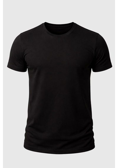Rizzup Erkek Siyah Slim Fit %90 Pamuk Likralı Yumuşak Dokulu Basic Tişört 1801131