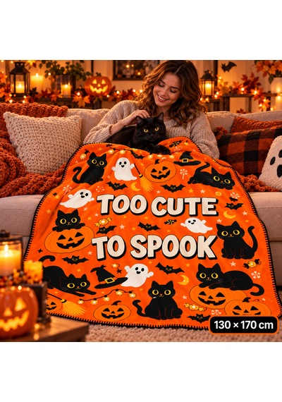 Halloween Too Cute To Spook %100 Polar Tv Battaniyesi 130x170cm Büyük Boy Çok Renkli