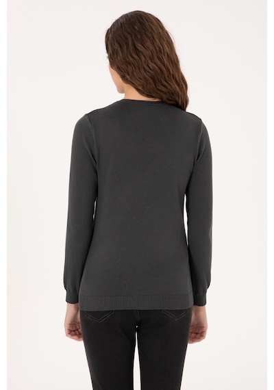 U.S. Polo Assn. Kadın Antrasit V Yaka Basic Kazak 50313590-VR006