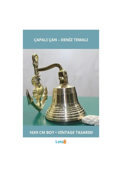 Vintage Pirinç Duvara Asmalı Çapalı Çan 16x9 Cm 1 Adet