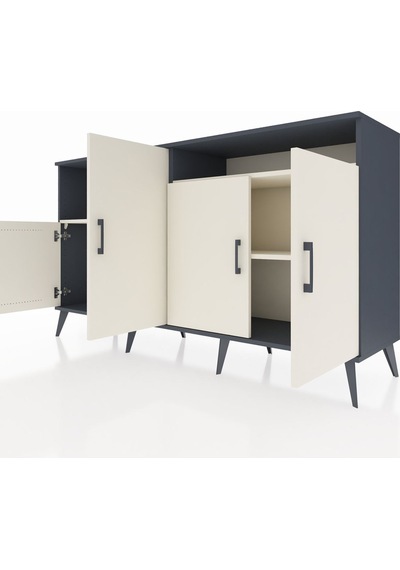 Kronos Konsol 5 Raflı 4 Kapaklı 176x59x99 Antrasit-aytaşı Antrasit-aytaşı