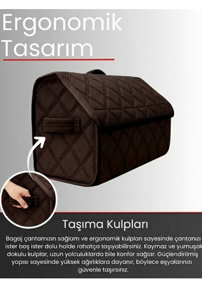 Araç Bagaj Düzenleyici Organizer Tay Tüyü Kaymaz Cırt Bantlı Geniş Hacimli Çanta A10