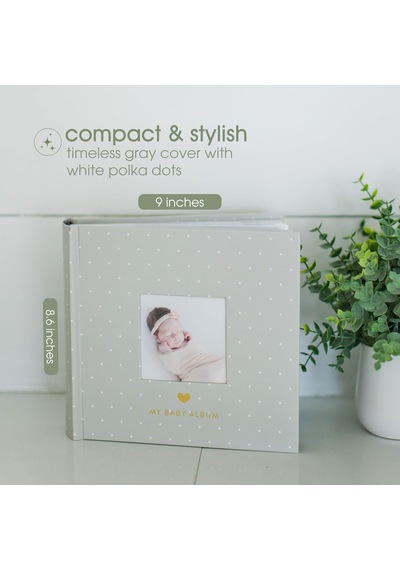 Bebek Fotoğraf Albümü, Yeni Ve Bekleyen Ebeveynler İçin Hatıra Kitabı, Cinsiyetsiz Bebek Aksesuarı, Baby Shower İçin İdeal Hediye, 200 Resim Tutar, Gri Ve Beyaz Puantiyeli