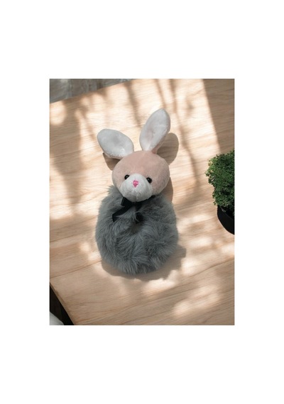 Tavşan Figürlü Peluş Lastik Simit Toka Gri - 673860736 Gri