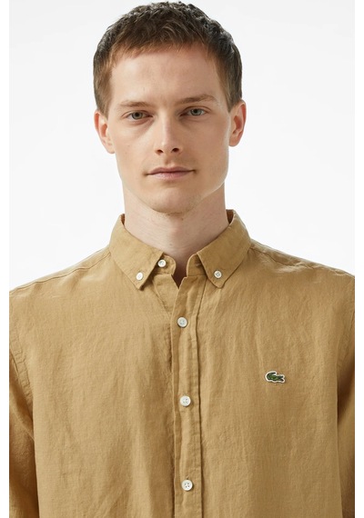 Lacoste Men's Regular Fit Button-down Collar Linen Shirt Camel Erkek Düğmeli Yaka Keten Gömlek Camel Lacoste Men's Regular Fit Button-down Collar Linen Shirt Camel Erkek Düğmeli Yaka Keten Gömlek Camel