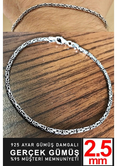 925 Ayar Gümüş Erkek Yuvarlak Kral Zincir Bileklik Künye Erkeğe Hediye Msb14 Beyaz 01581623