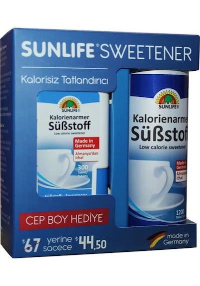 Sunlife Kalorienarmer Sübstoff Sweetener 1200 Tablet Cep Boy Hediye