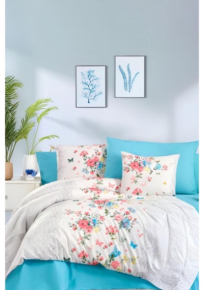 Çift Kişilik Ranforce Nevresim Takımı %100 Pamuklu Butterfly
