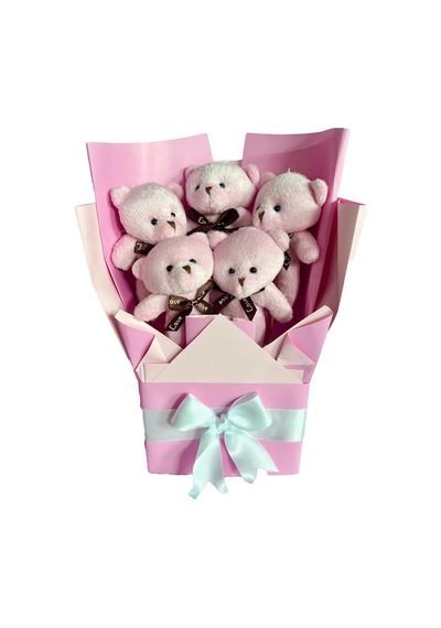 Sole Sevgiliye Özel Pembe Konsept Romantik Peluş Ayıcık Buketi