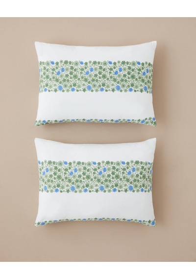 English Home Forest Blossom Kolay Ütülenir 2'li Yastık Kılıfı 50x70 Cm Mavi - Yeşil