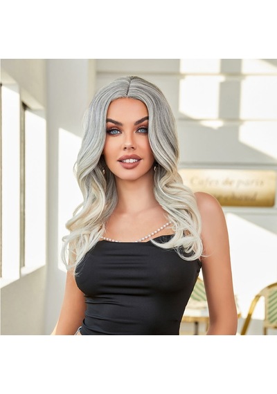 Siyah Beyaz Platin Ombre Ve Röfleli Tül Peruk - Zmff-582402 Renkli