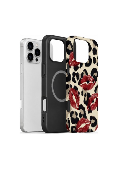 Velvoria Valestra Leopar Ruj İzleri Apple Apple iPhone Uyumlu 16 Pro Max Magsafe Koruma Kılıfı Valestra Magline - Leopar Ruj İzleri