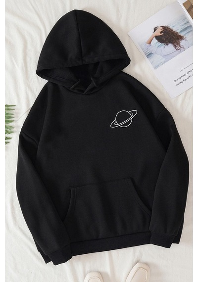 Uyguntarz Siyah Saturn Sweatshirt