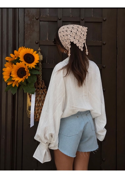 Algebutik Krem El Örgüsü Üçgen Bandana