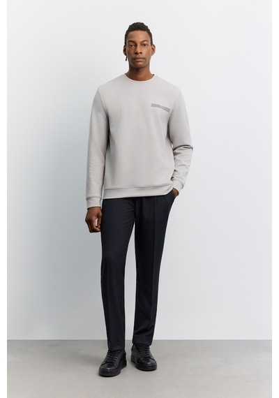 Avva Erkek Gri Bisiklet Yaka Kolay Ütülenen Baskılı Pamuklu Regular Fit Sweatshirt A62y1214