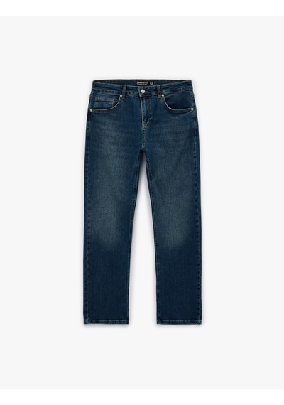 Koton Pamuklu Normal Bel Straight Fit Jean Pantolon - Mark Jean Orta İndigo 6sam40299nd