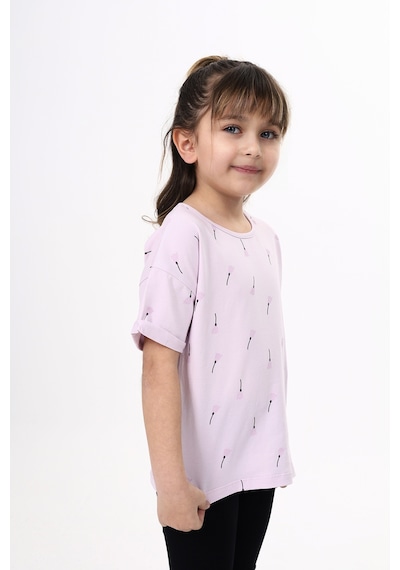 Toontoy Kids Toontoy Kız Çocuk Baskılı Tişört Açık Lila