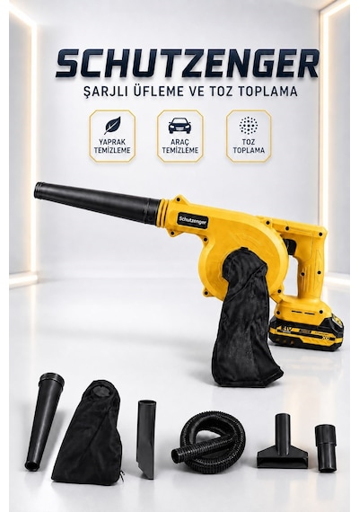 3 Başlıklı Kompresör Şarjlı Hava Üfleme Toz Toplama Sarı Araç Mangal Üfleme Yaprak İçin W-5670d