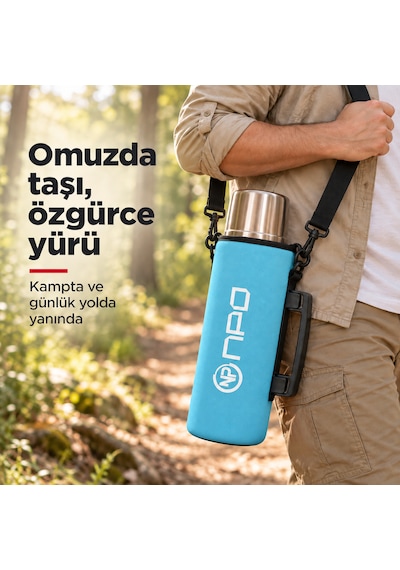 Npo Nt01 2 Katman Vakum Teknolojili 24 Hsıcak 48hsoğuk 72hbuzlu Koruma Çelik Termos Turkuaz Kılıflı